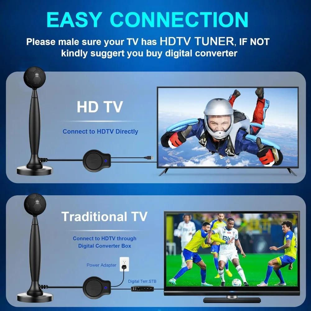 HDTV Digital Antenna for All Smart/Old TV with Amplifier Booster for Smart TV for Local Channels Indoor, Supports 4K 1080P DVB-T2