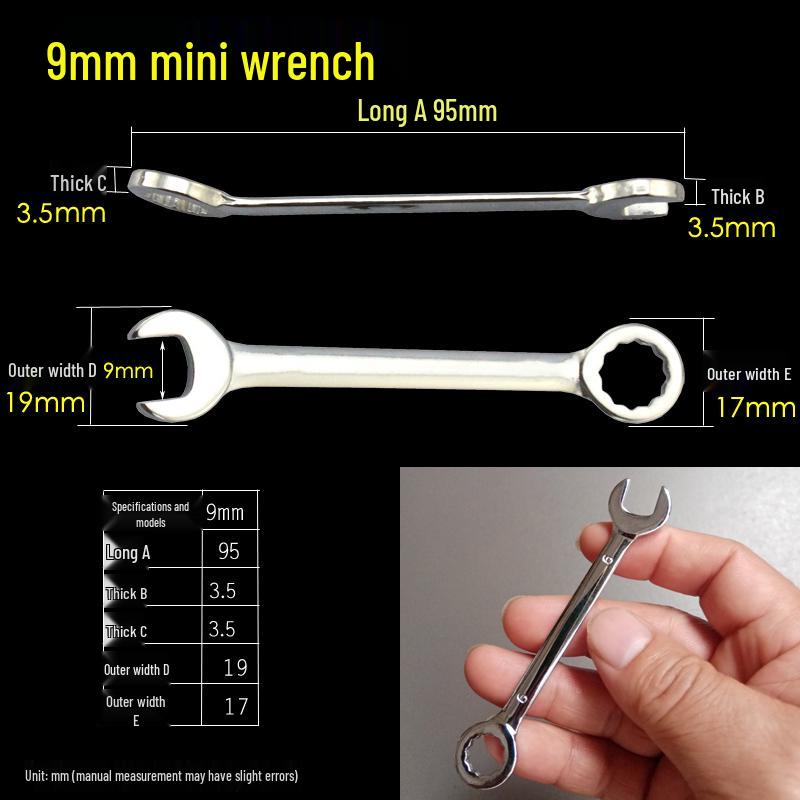 Mini Metric & Imperial Wrench Set 4-11mm Box/Open End