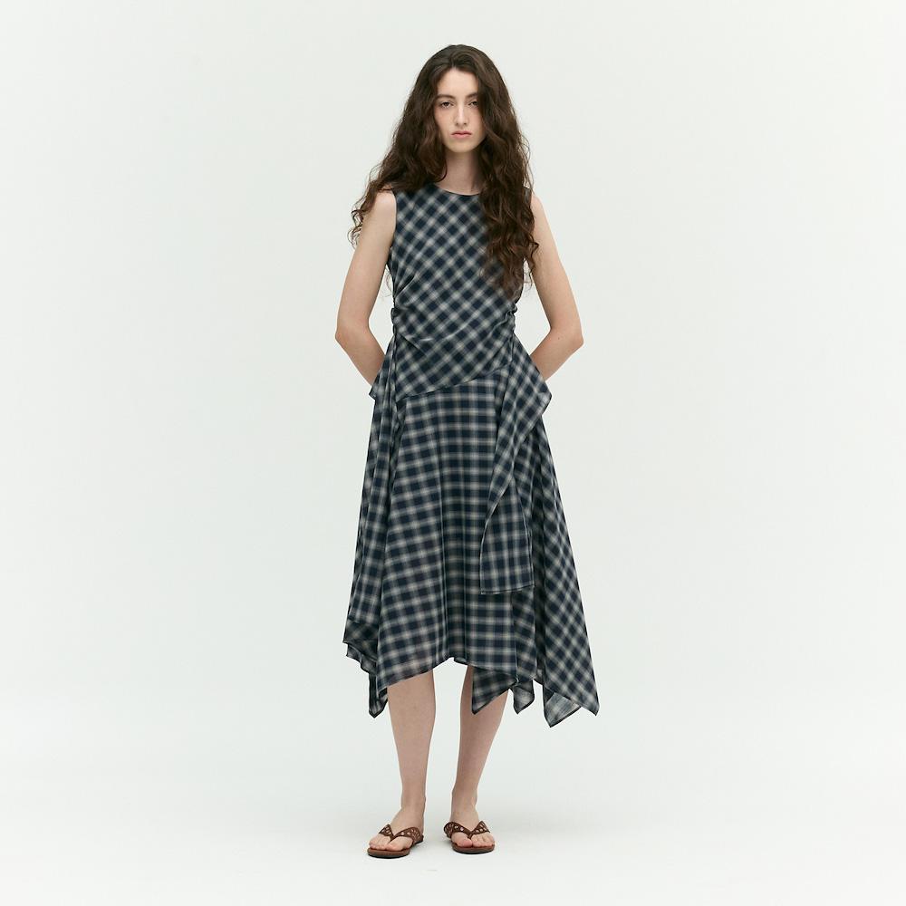 Ibiem Check Asymmetrical Long Dress Emq6Wop010