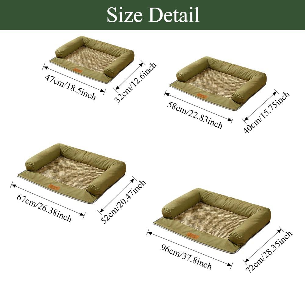 S/M/L/XL Pet Cooling Mat Cat Bed with Ice Sense Rattan Pad Washable Dog Bed Non-slip Bottom Sofa Bed for Indoor Cats Small Dogs