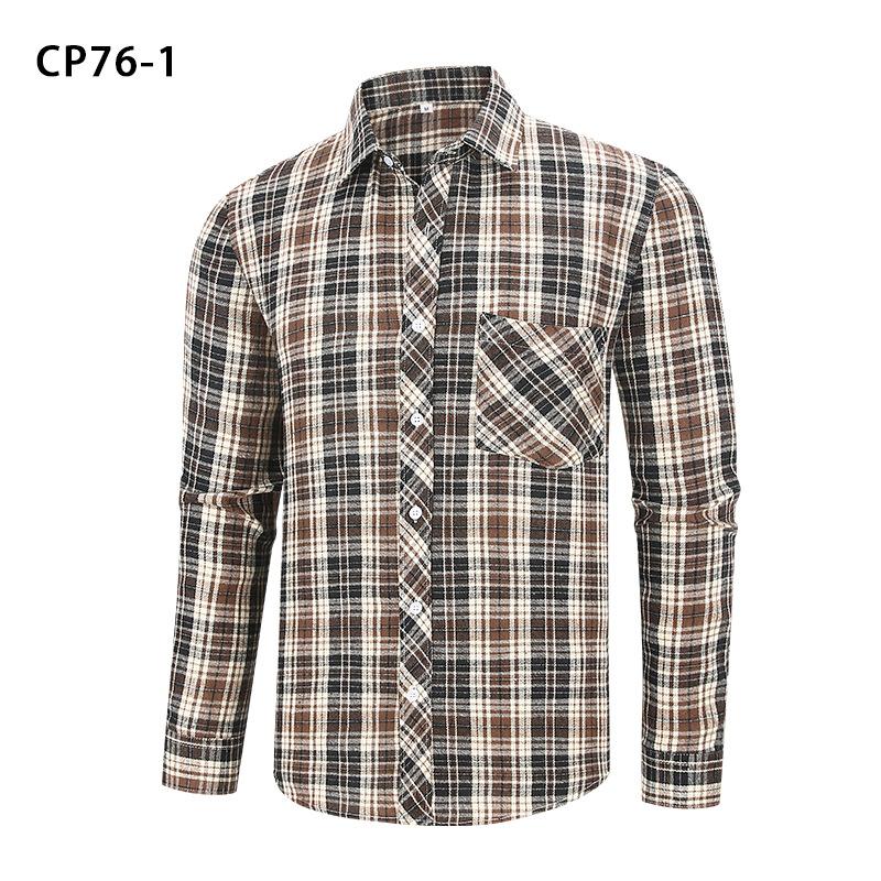 Men Casual Plaid Long Sleeve Flannel Shirt Loose Large Size Pocket Mens Outerwear