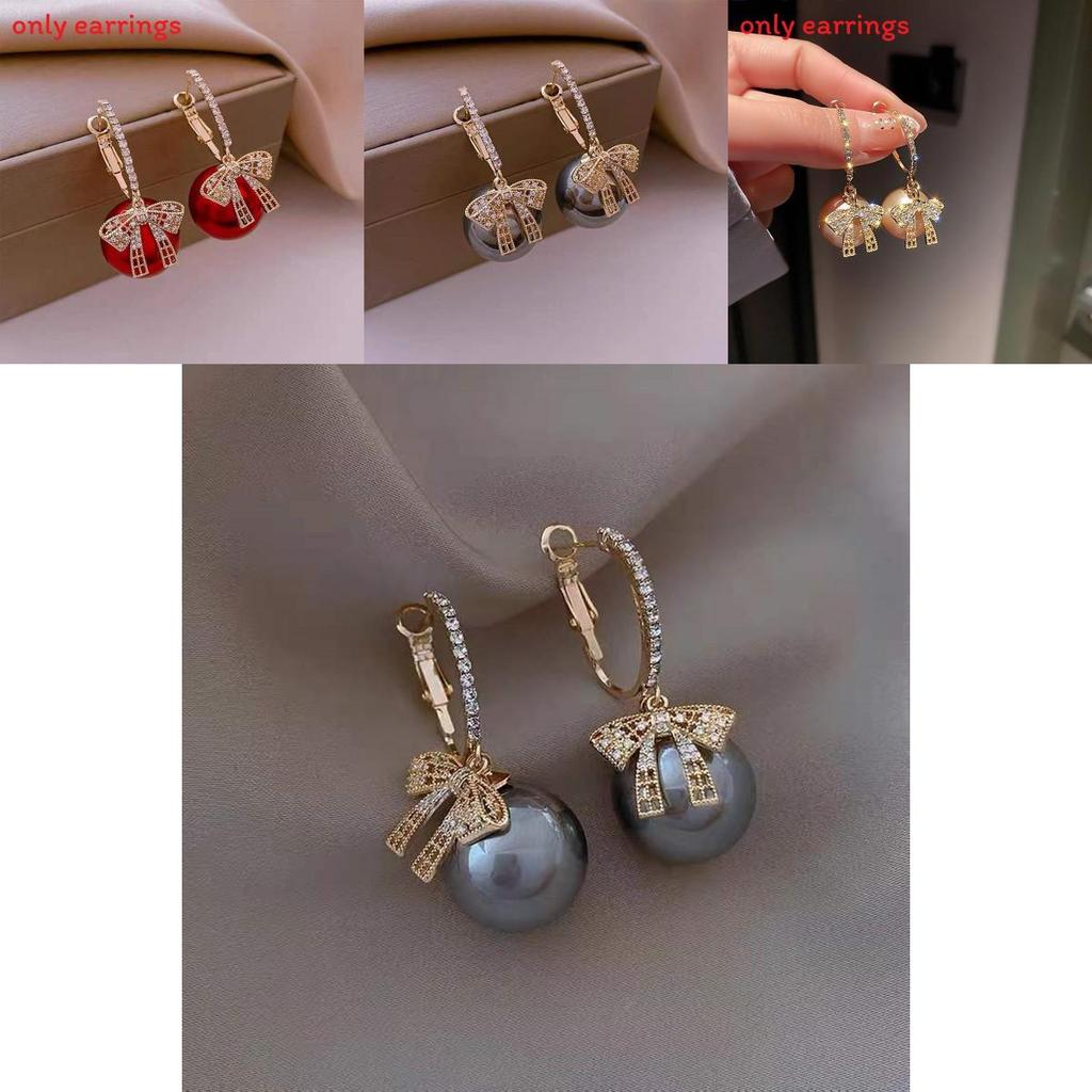Korean Girl Butterfly Pearl Earrings With Alloy Material For Women Fashion Accessories