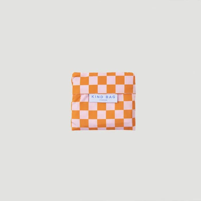 [KINDBAG] Checkerboard Reusable Orange Pink Medium Kind Bag