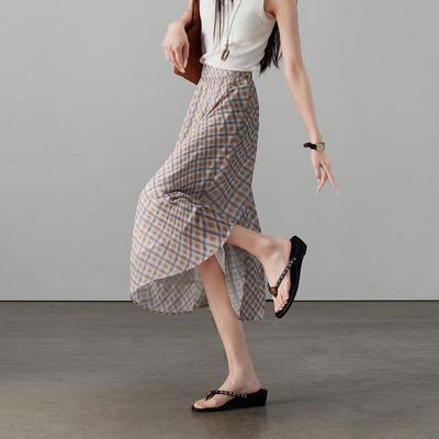 SOFSIL 2026 Summer High-Waisted Plaid A-Line Skirt