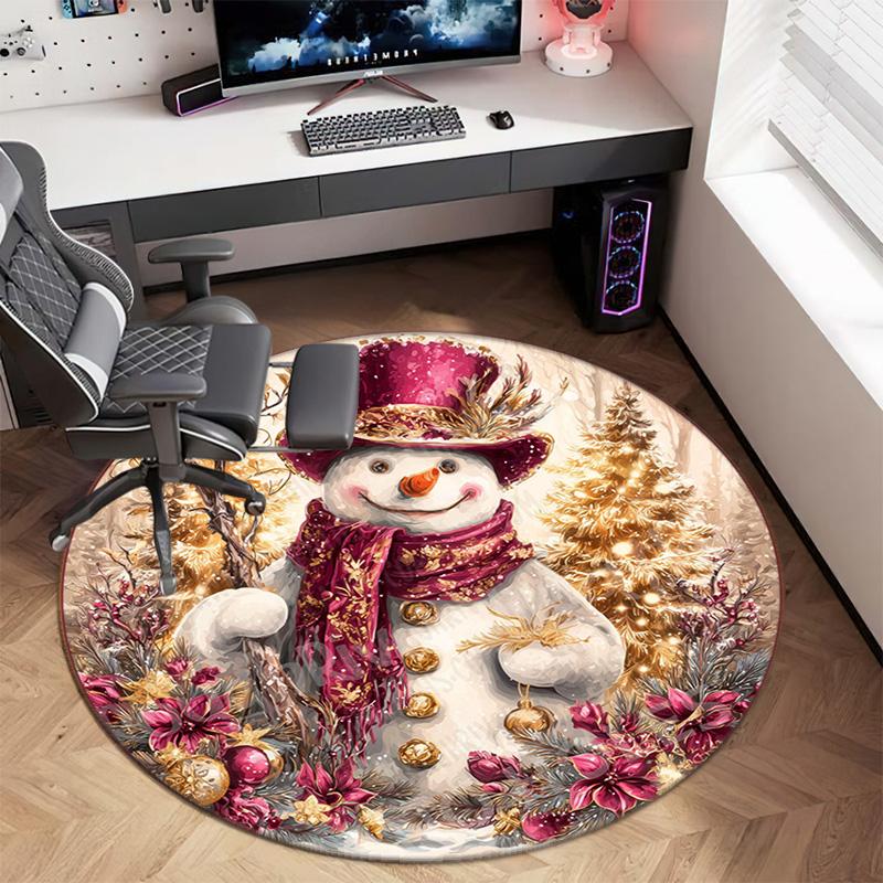 Cute Christmas Day Gift Bell Santa Claus Snowman Christmas Tree round rug Home Soft Decorative Anti slip Chair Mat Carpet Outdoor Floor Mat Carpet 106