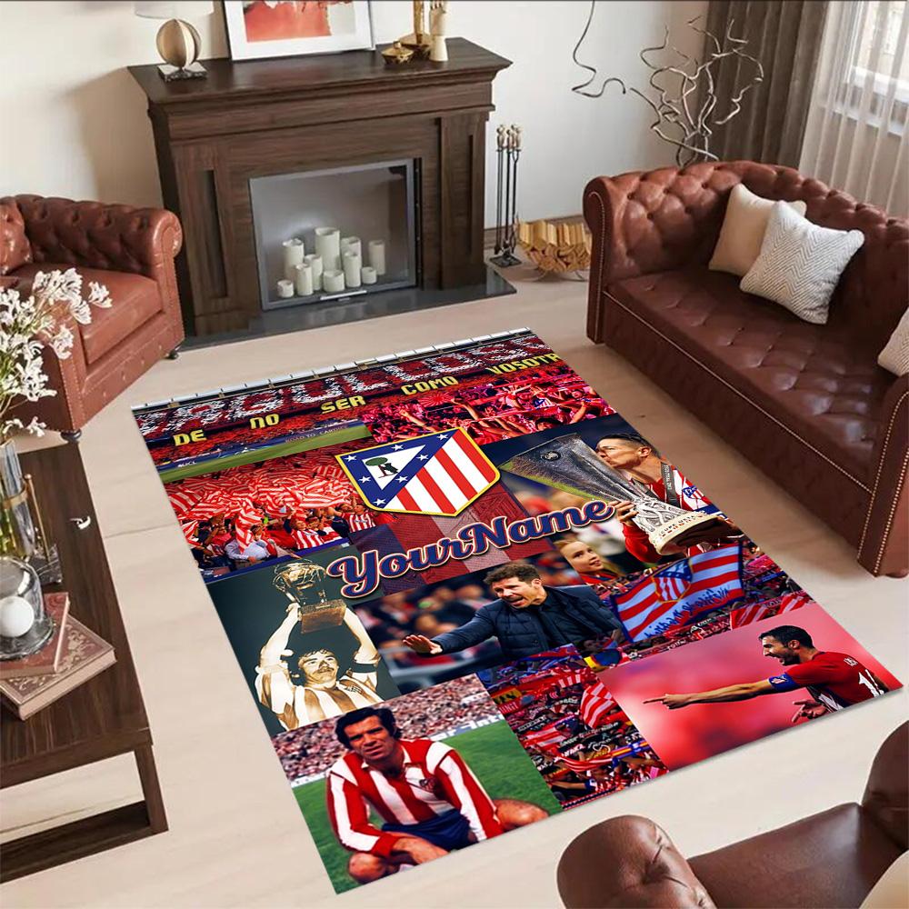 Atletico Madrid Customize Your Name Floor Rug Office Rug Suitable for Kitchen Dining Room Dormitory Playrooms Antislip Carpet Office home decor