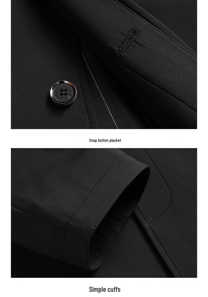 Men's Lapel Button Jacket, Business Casual, Spring/Autumn, for Middle-aged and Elderly (60-70) Fathers.