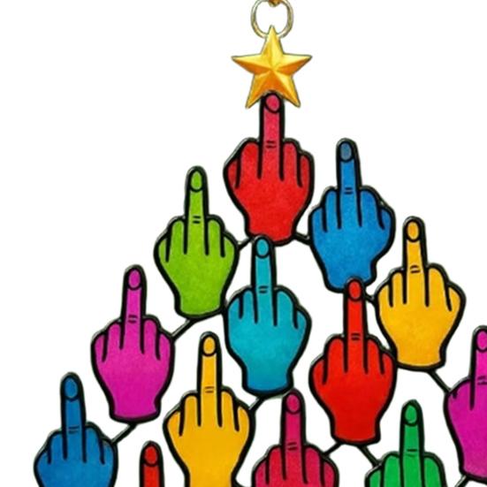Flip-off Gesture Tree Ornament Colorful Middle Finger Christmas Tree Decoration Stacked Hands Ornament for Christmas Winter Home Decoration
