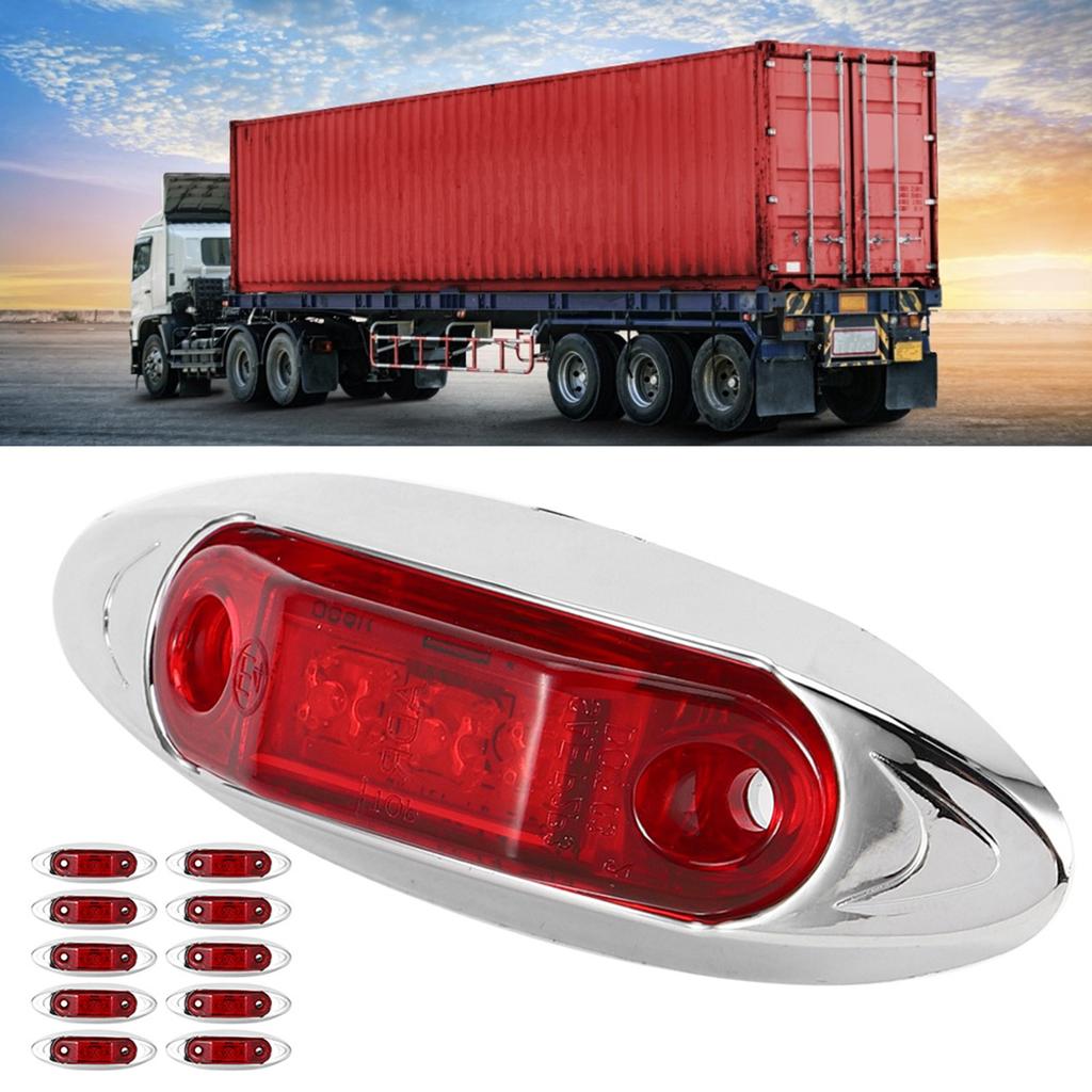 10pcs 3LED Side Marker Light Waterproof Dustproof Lamp for Truck Trailer Lorry