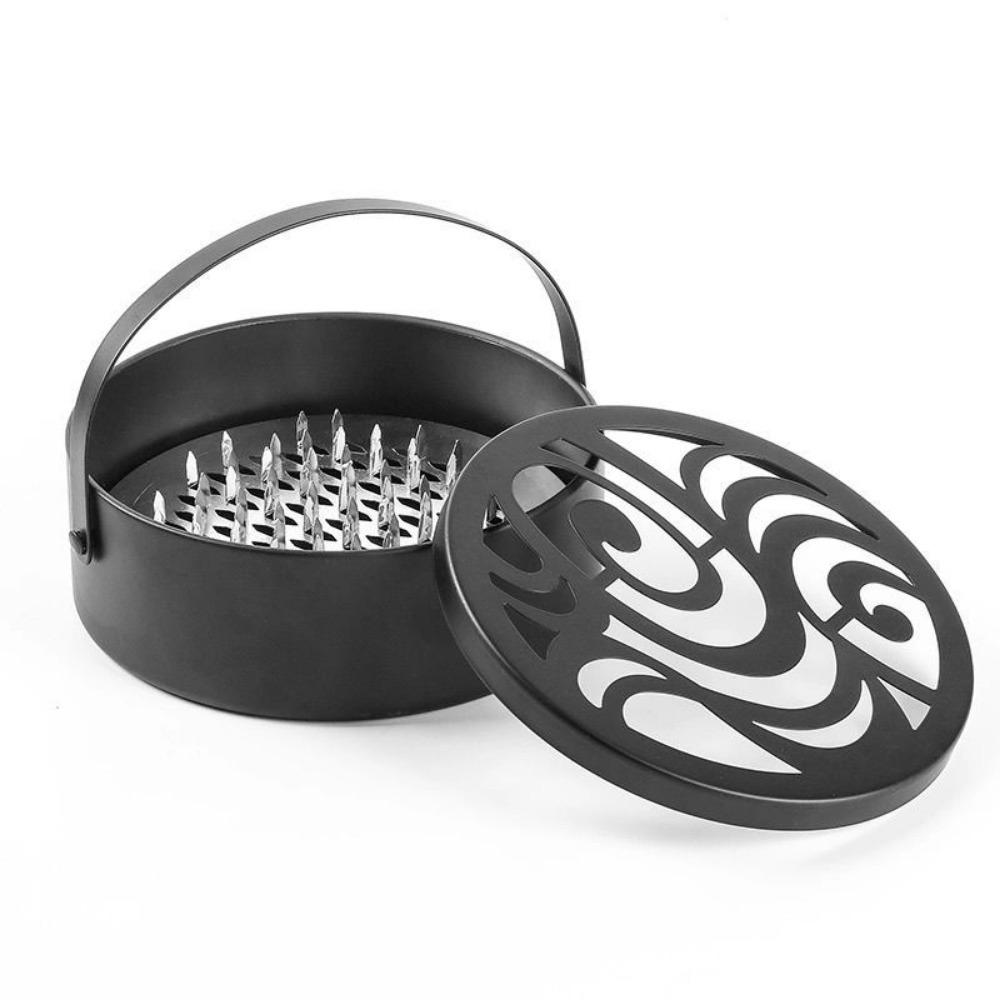 Metal Mosquito Coil Holder Hanging with Lid Mosquito Repellent Box Fireproof Hollow Out Mosquito Coil Box Sandalwood Plate