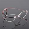 1.61 index Lens Frameless Cat Eye Myopia Eyeglasses Ultralight Rimless Blue Light Blocking Prescription Glasses -0.5 -0.75 to -6