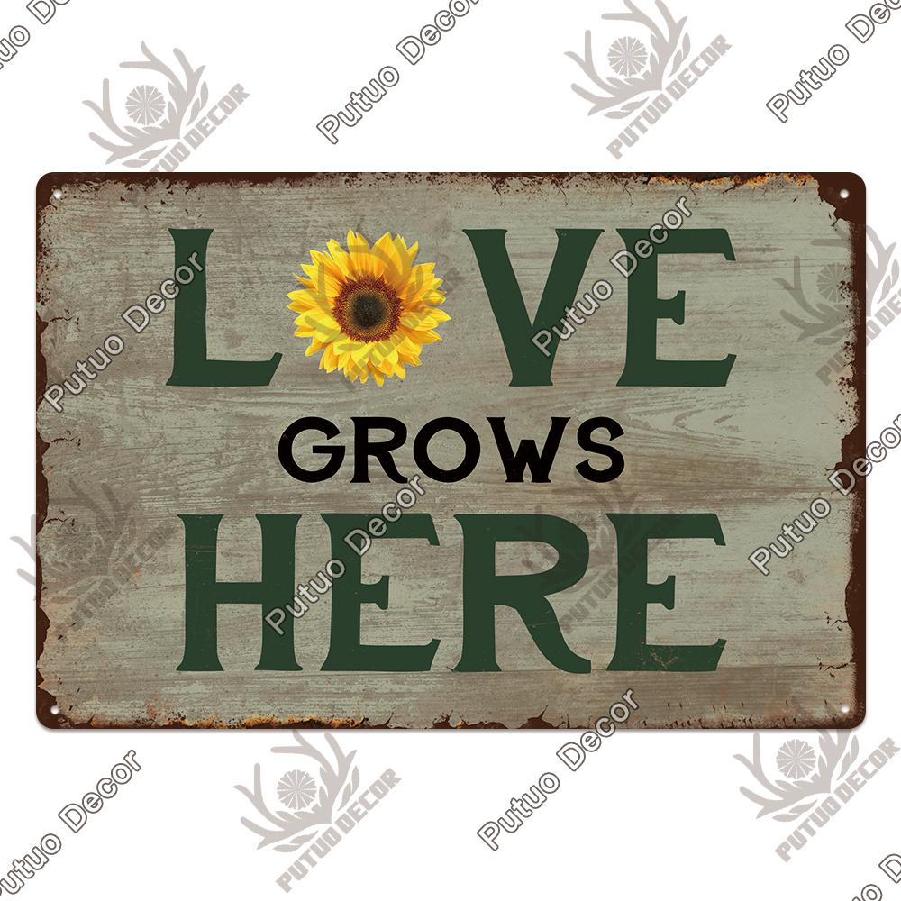 Putuo Decor Garden Vintage Tin Sign Plaques Metal Retro Posters Wall Art Decoration for Backyard Room Rustic Home Farmhouse Gift