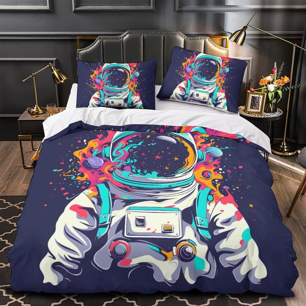 3D Astronaut Bedding Set, Boys Teens, Men's Down Duvet Cover, Pillowcase 2/3pcs, Space and Space Theme Cover, Birthday Gift