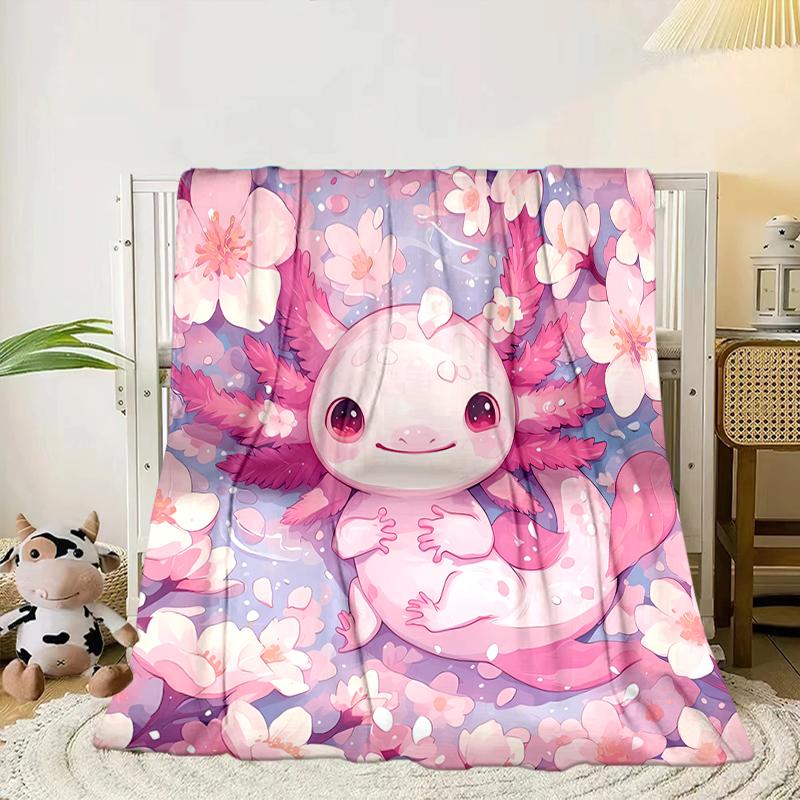 Axolotl Friends In Space Blanket Flannel Blanket for bed, sofa, Camping, Hiking, Picnic Essentials, gift for family Fan gifts