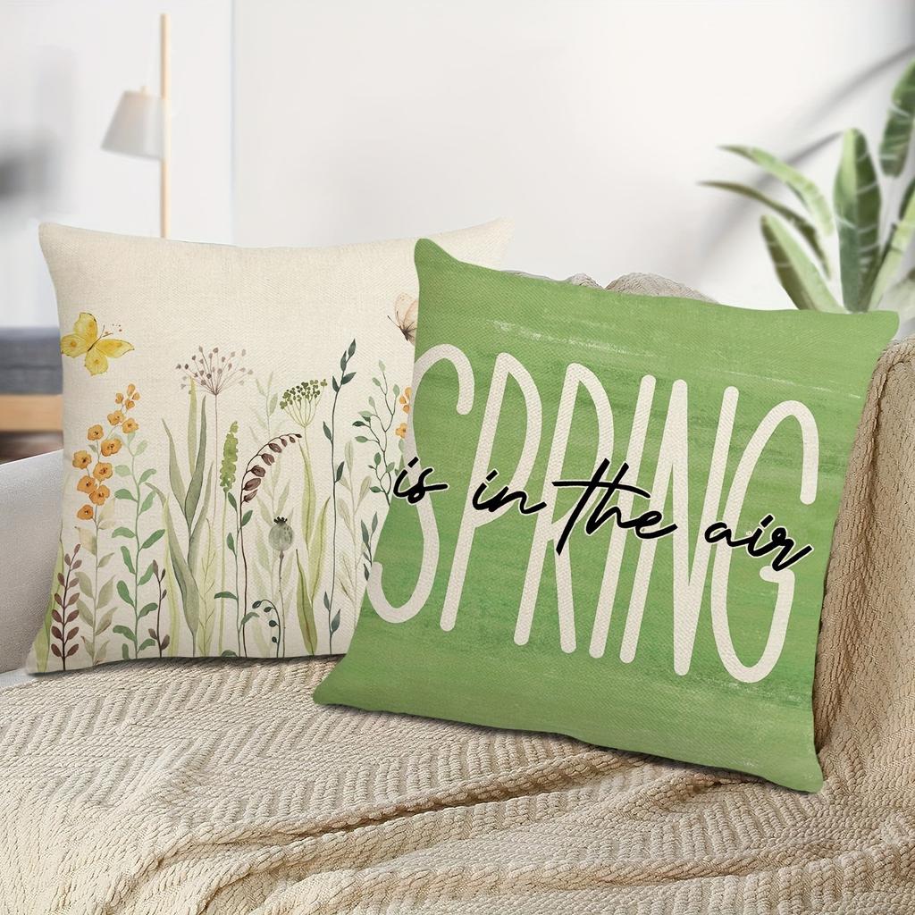 Bottle Plant Flower Green Printed Pillowcase Living Room Sofa Chair Cushion Cover Home Room Decoration Polyester Material