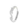 Tichya S925 Sterling Silver Enamel Luminous Open Rings – Mountain & Water Design, Korean Style, Versatile and Unique.