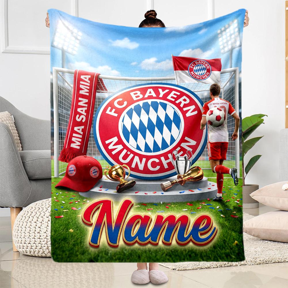 Bayern Munich Jersey Personalized Text Blanket Multi-purpose Customizable Blanket Soft & Cozy for Seaside Nap Home Decor Living Room for All Occasions