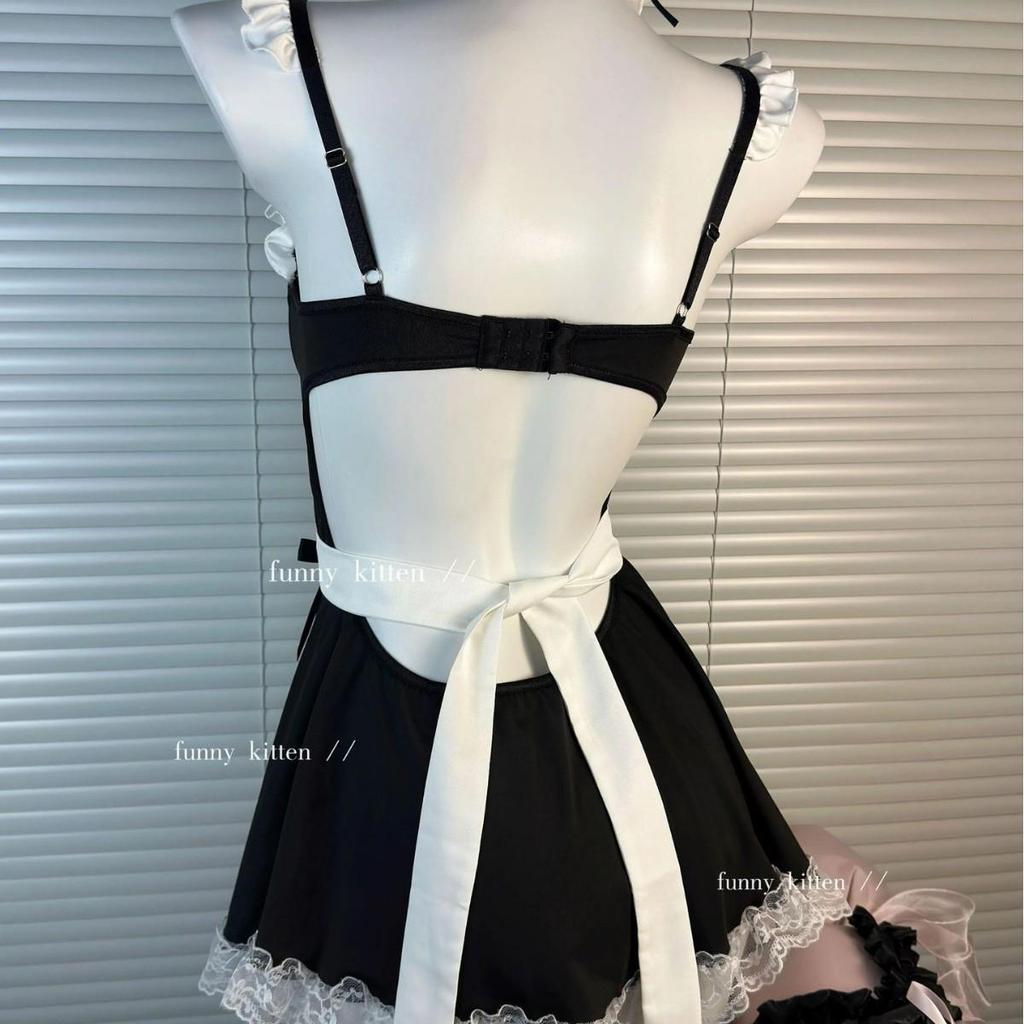 Conjunto de Lencería Sexy Cosplay de Sirvienta: Uniforme Erótico Push-up con Aros de Acero