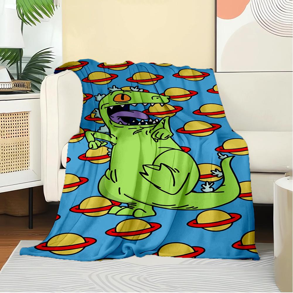 1pc Dinosaur,Space,CartoonDigital Print Fleece Blanket - Contemporary Style, Suitable for All Seasons, Perfect for Home, Travel, or Camping