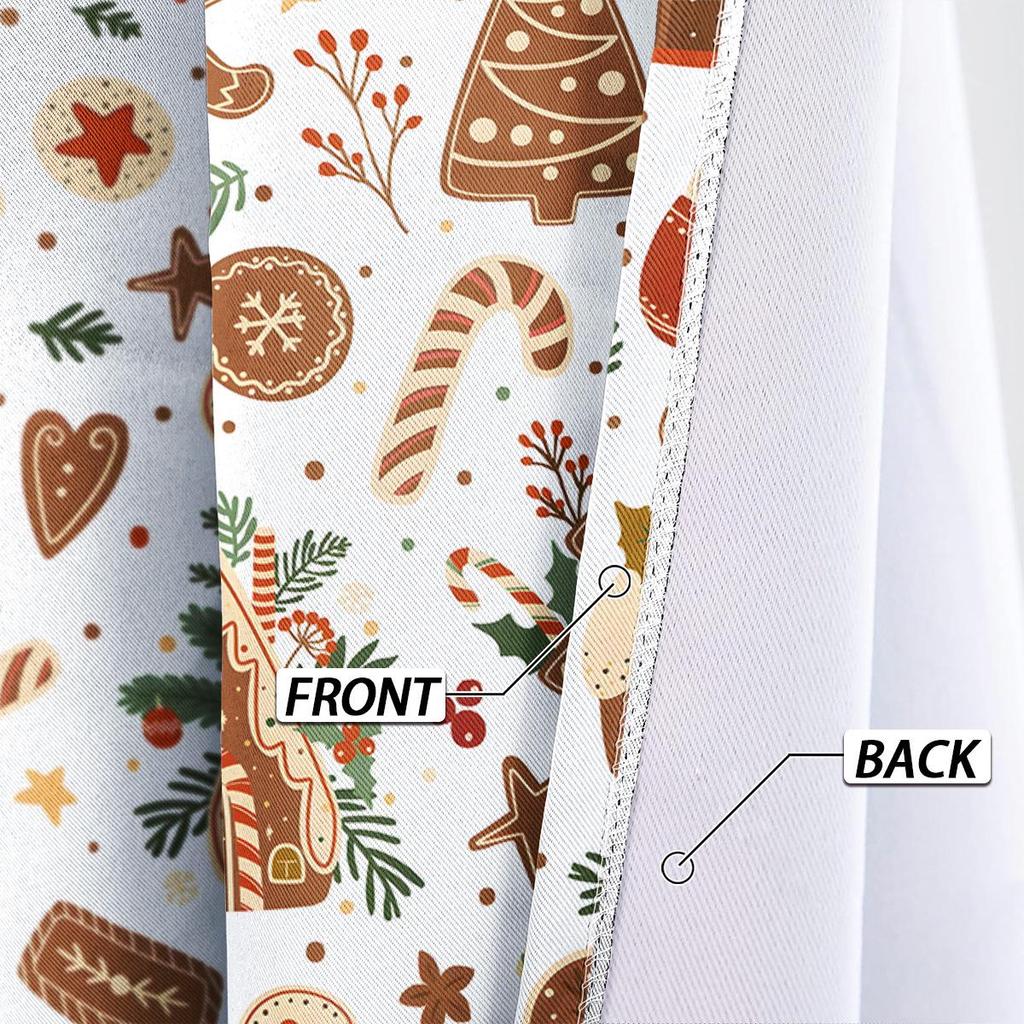 Christmas Gingerbread Man Digital Print Blackout Curtain – Polyester, Thickened, Sun Protection