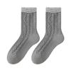 Wool Socks, Women's Linen Patterned Mid-calf Socks, Thick and Warm Cashmere Long Calf Socks for Autumn and Winter, Versatile Socks