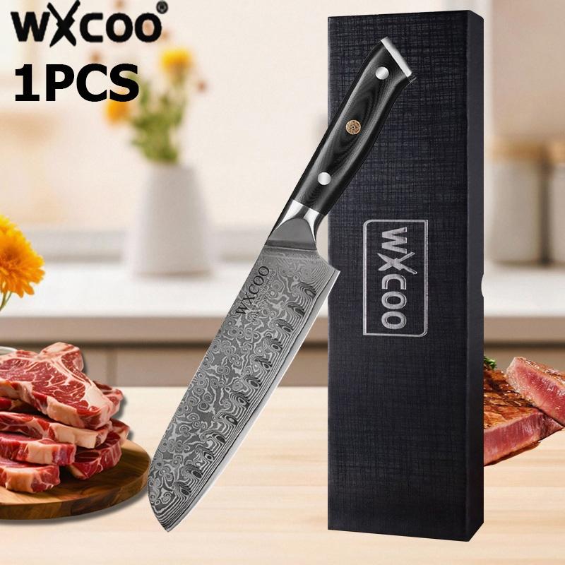 WXCOO Damascus Steel Kitchen Knife VG10 67 Layers Japanese Santoku Knife Powerful Chicken Bone Scissor Meat Cleaver Household