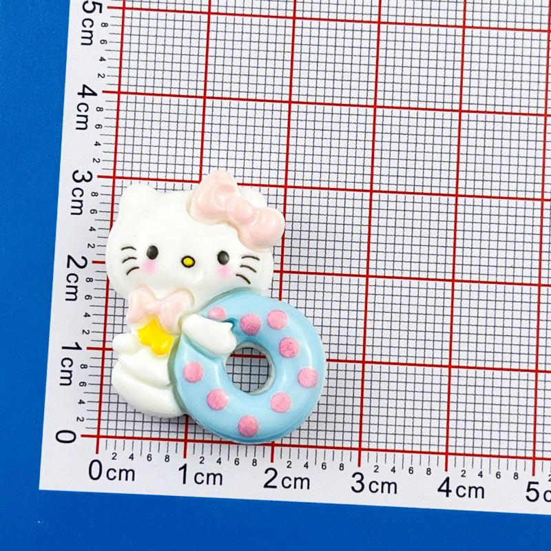 Cartoon DIY Resin Swim Ring Kitten Cream Hair Clip Keychain Pendant for Phone Case & Luggage