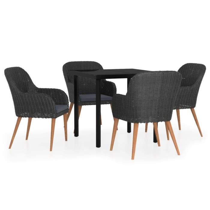VidaXL Garden Dining Furniture with Cushions 5 Pcs Black 3099506