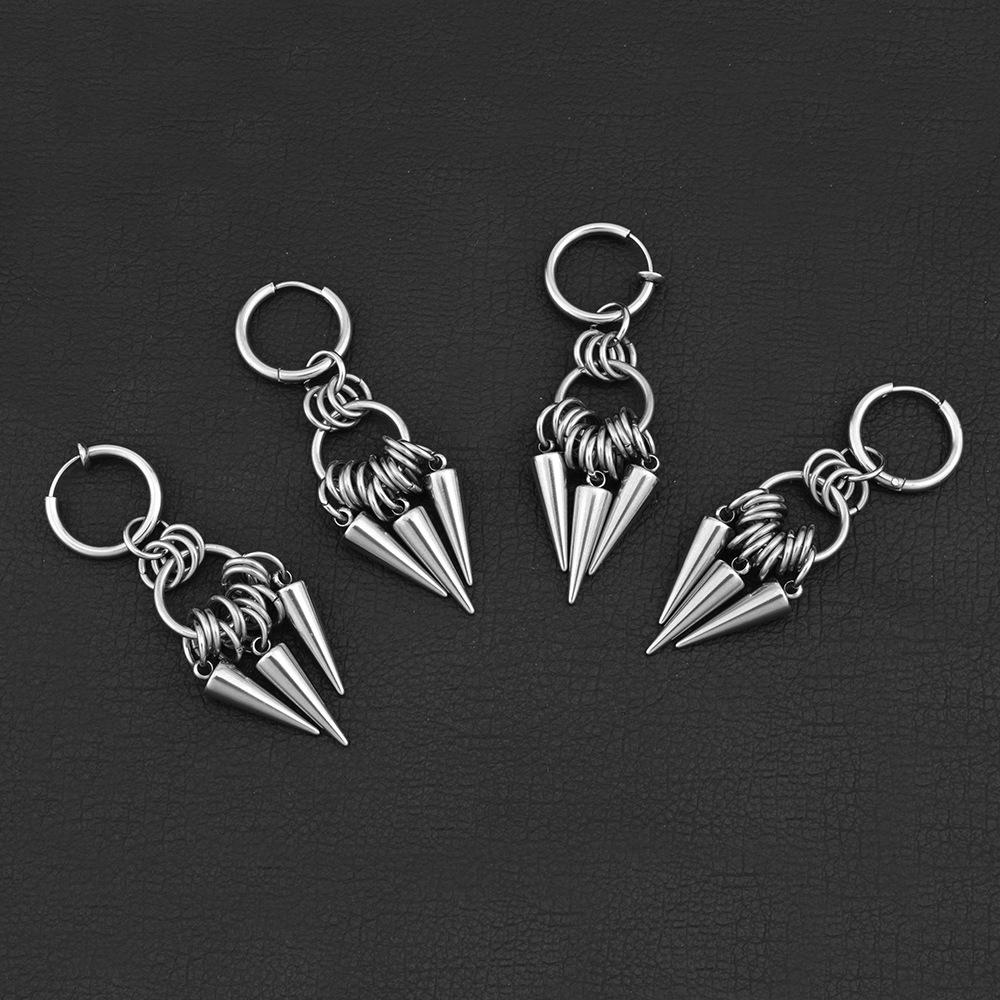 Heavy Industry Metal Cone Nail Coil Ear Buckle Niche Subculture Sweet Cool Men's and Women's Same Personalized Rivet Pendant Earrings