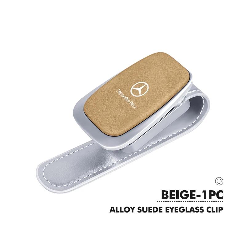 

Car Sticker Car Alloy Eyeglasses Clip Flip Leather Sunglasses Storage For Mercedes Benz W211 W124 W176 W177 C180 C200 C260 C300