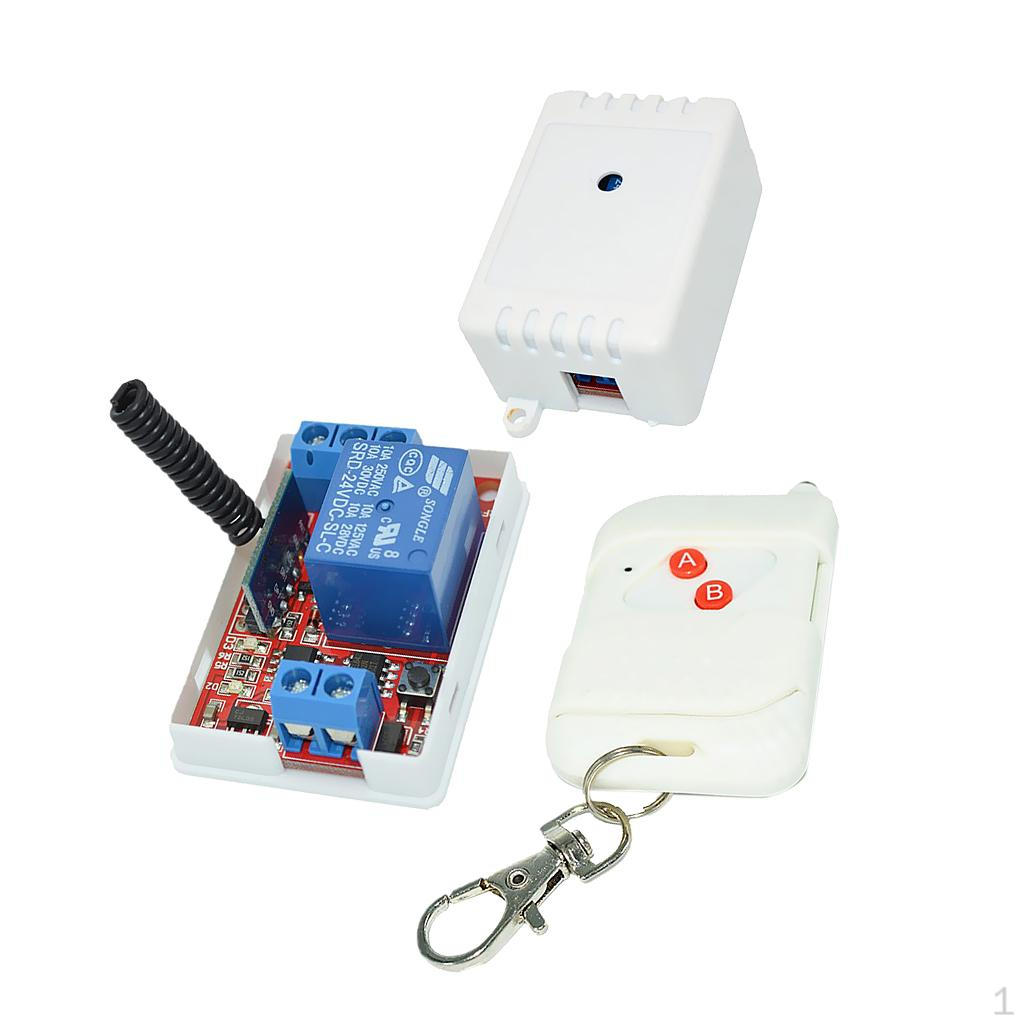 24V 1-Channel 433M 2-Button White Remote Control Receiver Module