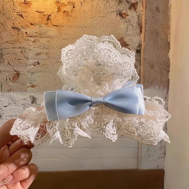 

Temperament Lace Bow Grab Clip Female Back of Head Disc Hair Shark Clip
