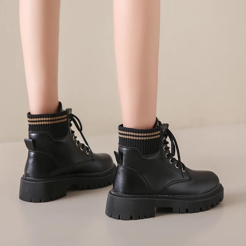 Fashion 2024 Hot Sale Women's Shoes Front Lace-up Women's Boots Fashion Round Toe Modern Boots Women Winter Plus Size Ankle Bootszapatos