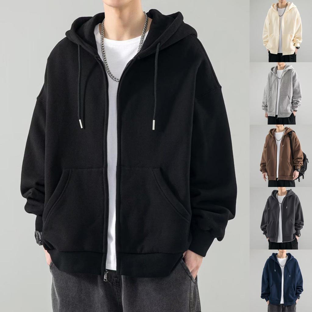 Herre høst og vinter ensfarget langermet sport casual genser topp