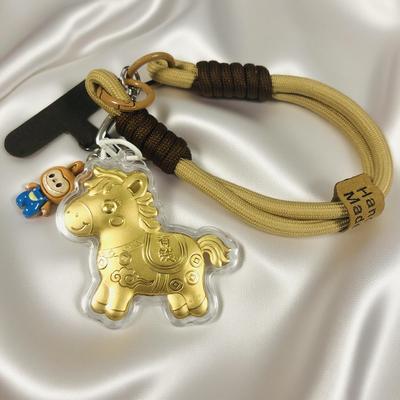 999 Pure Gold 20mg Cartoon Horse Phone Chain & Keychain - Adorable Bag Charm Gift