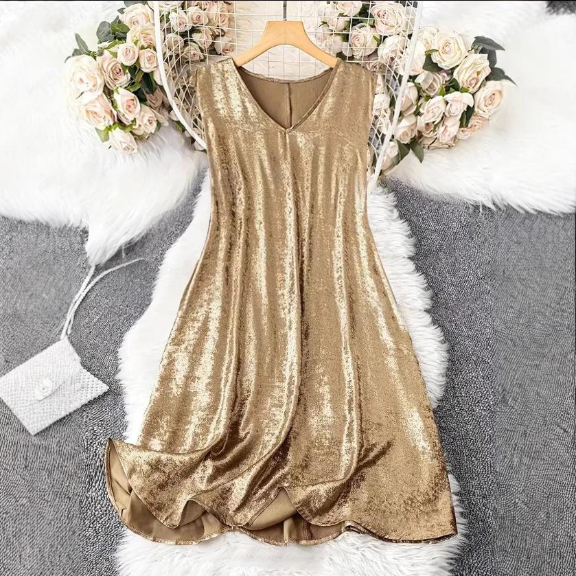 New women's clothing summer short-sleeved short skirt V-neck spring and summer dress is hot-selling