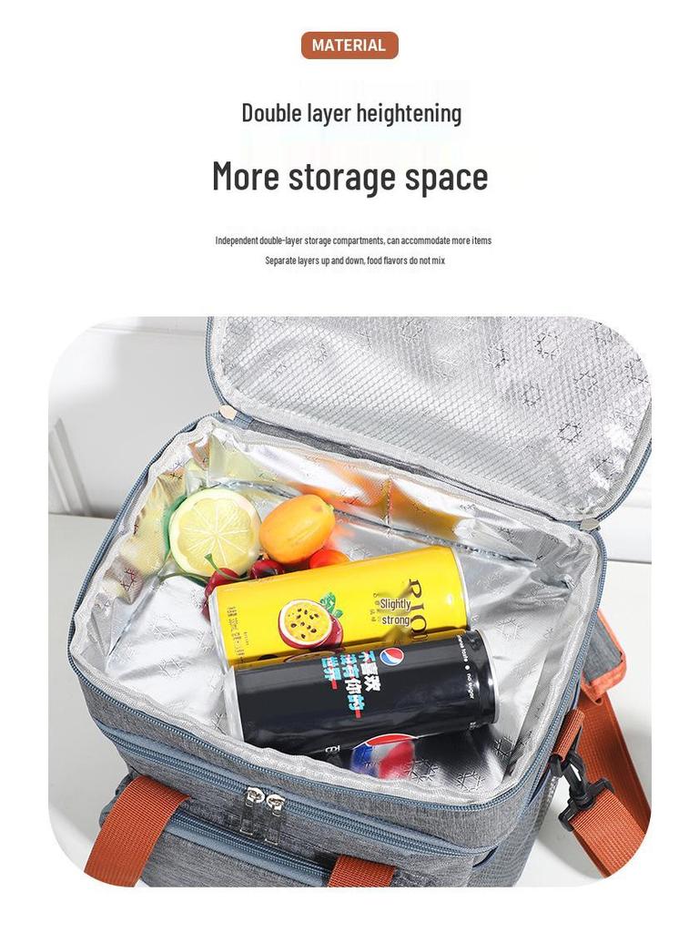 Isolierte Picknicktasche mit großem Fassungsvermögen und doppelter Schicht - Tragbare Kühltasche für Mittagessen und den Außenbereich