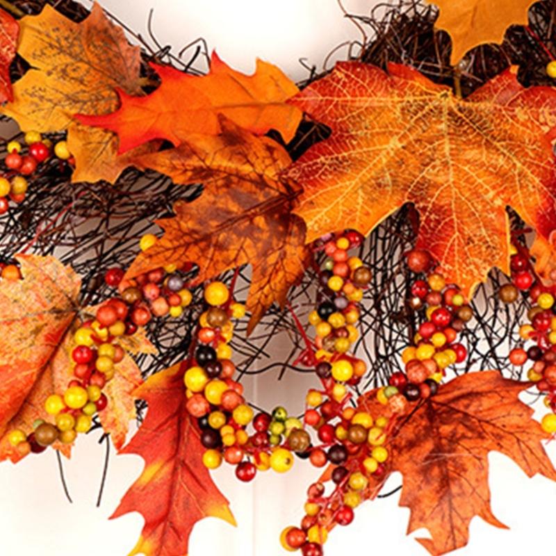 Herbst-Türkranz Herbsternte-Kränze Für Haustür Herbst-Bauernhaus-Kranz Mit Beeren und Ahornblatt Für Draußen