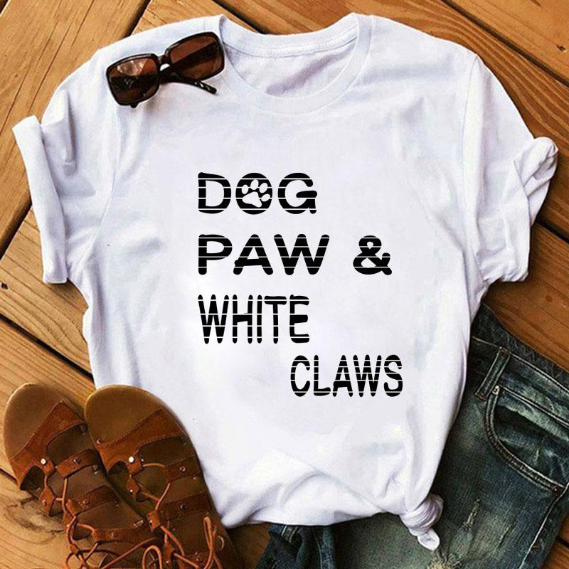 Fashion Women T-Shirt Cartoon Tee Shirts Watercolor Heart Dog Paw T Shirt Harajuku Tops Tee Short Sleeve Cute Female Tshirts Tee
