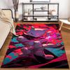 "Modern Anime Style Carpet with Red and Blue Abstract Design" Suitable for use as an anti-slip for living room bedroom sofas