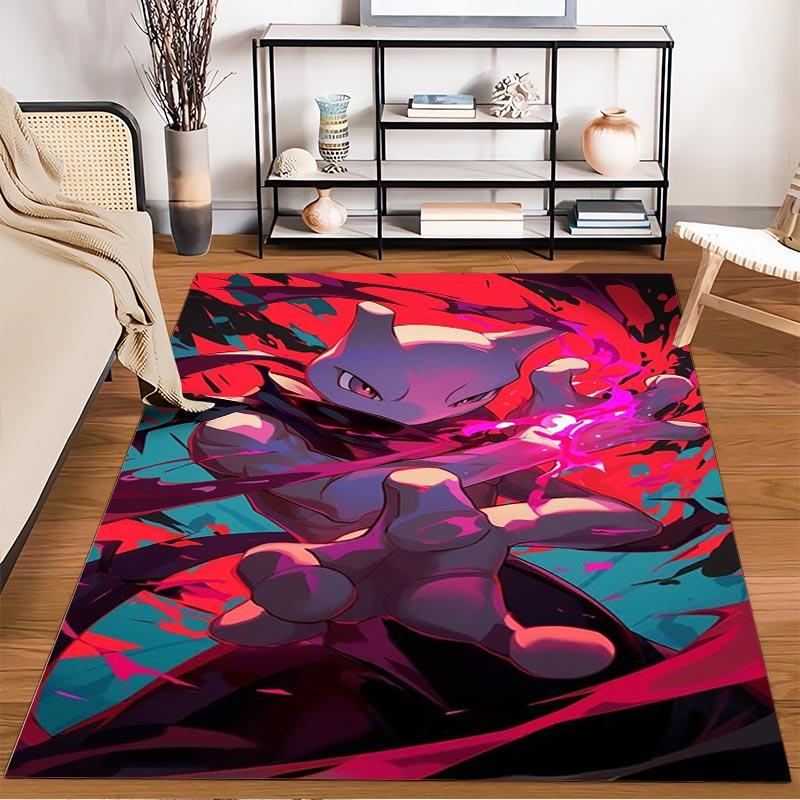 "Modern Anime Style Carpet with Red and Blue Abstract Design" Suitable for use as an anti-slip for living room bedroom sofas
