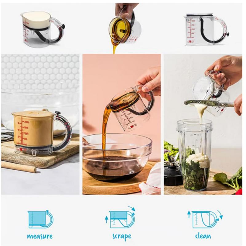 Adjustable Measuring Cup Multi-Functional Measuring Cup With Scraper-Style Seal Base Measurings Cube Cups For Cooking Kitchen