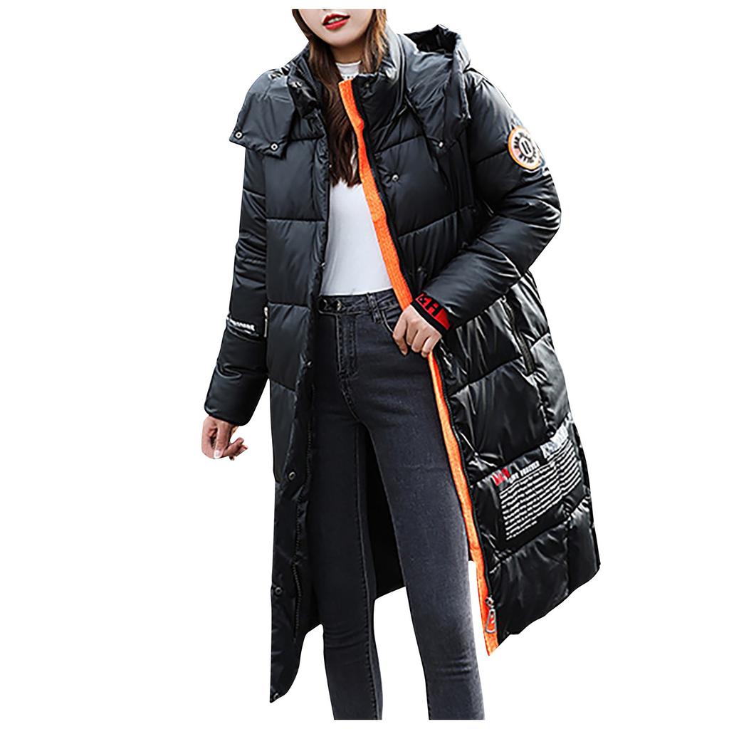 Women's Winter Fashion Long Over-The-Knee Hooded Thick Padded Jacket Coat