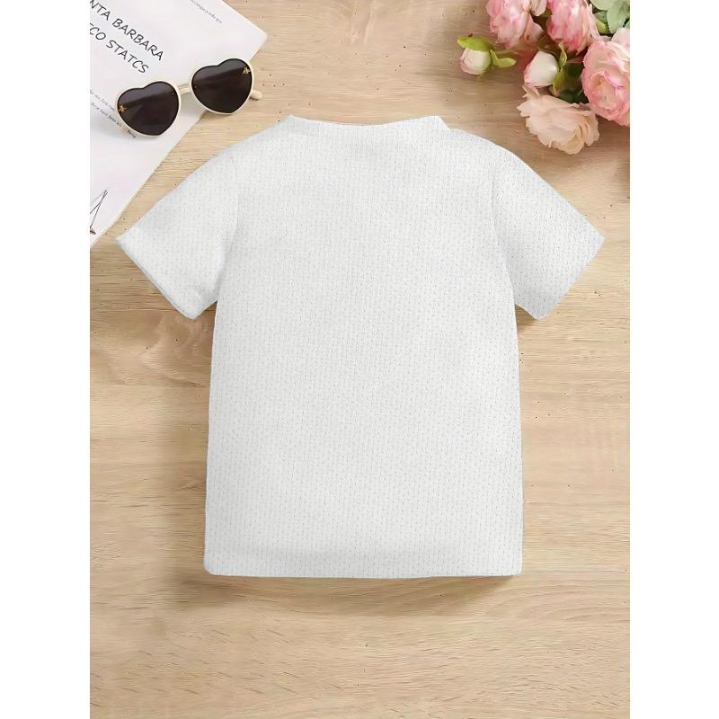 European Size Boys Round-neck Short-sleeved T-shirt with Dog Wearing Sunglasses Pattern Print