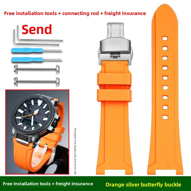 Soft FKM strap For Casio PROTREK series PRX-8000T/YT PRX-8001YT watch band Men fluororubber bracelet wristband watch Accessories