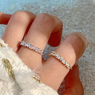 Silver Smile Shape Ring Women Girls Fine Jewelry Finger Adjustable Open Vintage Ring Party Birthday Accessorie Gifts