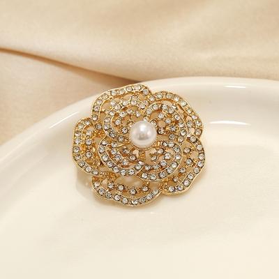Pearl Flower High-end Rhinestone Brooch Brooch Brooch Pin Sweater Jacket Suit Clothes Accessories