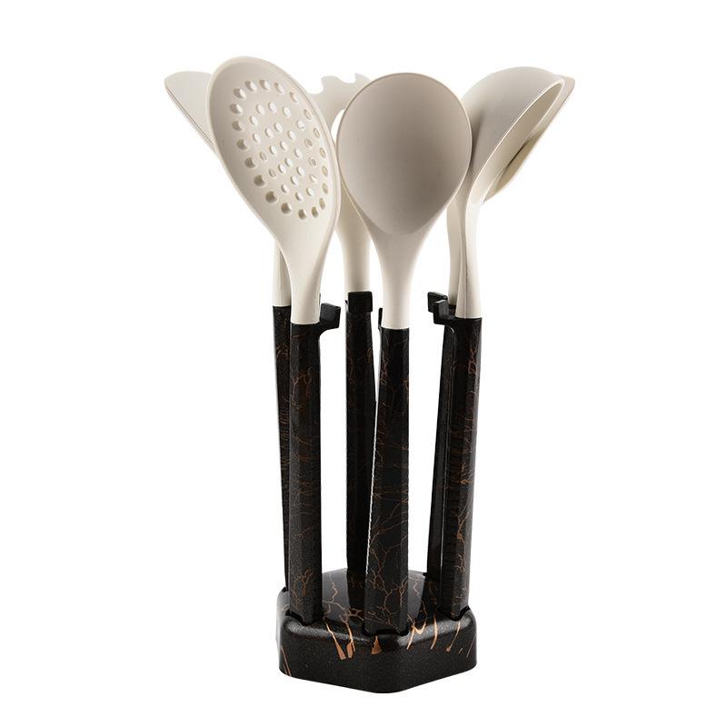 

7-Piece Heat-Resistant Silicone Kitchen Utensil Set with Storage Rack