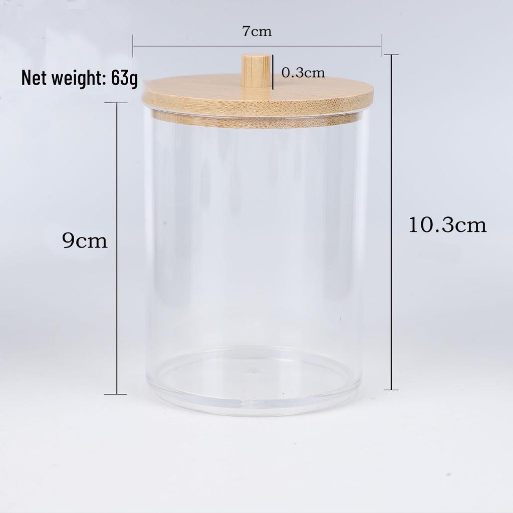Diamond Pattern Cotton Pad Organizer with Wooden Lid - Multi-Purpose Desktop Storage Box