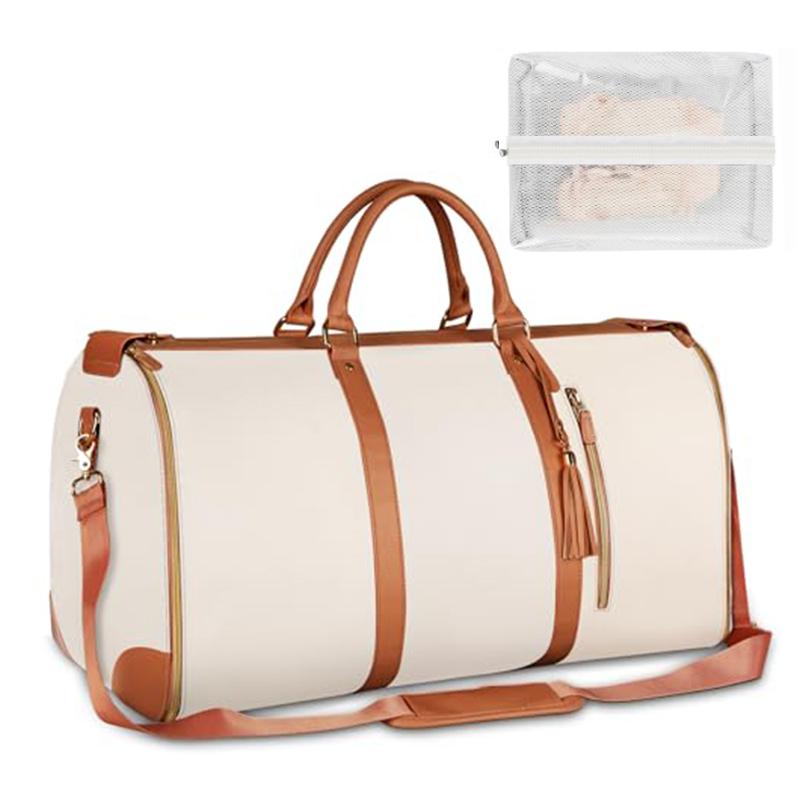 1Pc Foldable Women'S Travel Convenient Carry-On Clothing Bag Large Pu Leather Duffel Bag Women'S Business Travel Bag